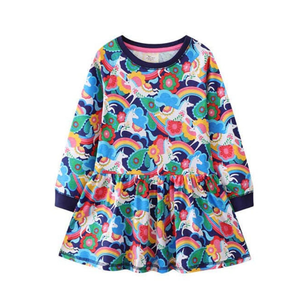 Legeres Midikleid mit Einhornprint