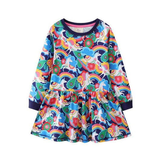 Legeres Midikleid mit Einhornprint