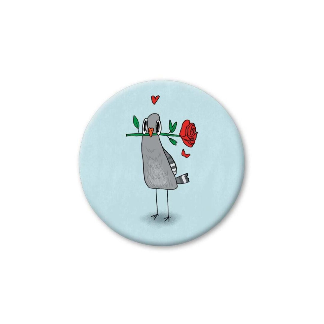 Mini Magnet 'Taube mit Rose'