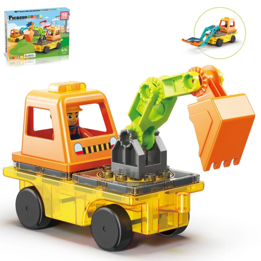 Magnetbausteine 'Bagger & Bulldozer' | 16-teilig