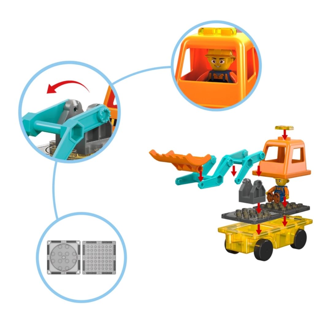 Magnetbausteine 'Bagger & Bulldozer' | 16-teilig