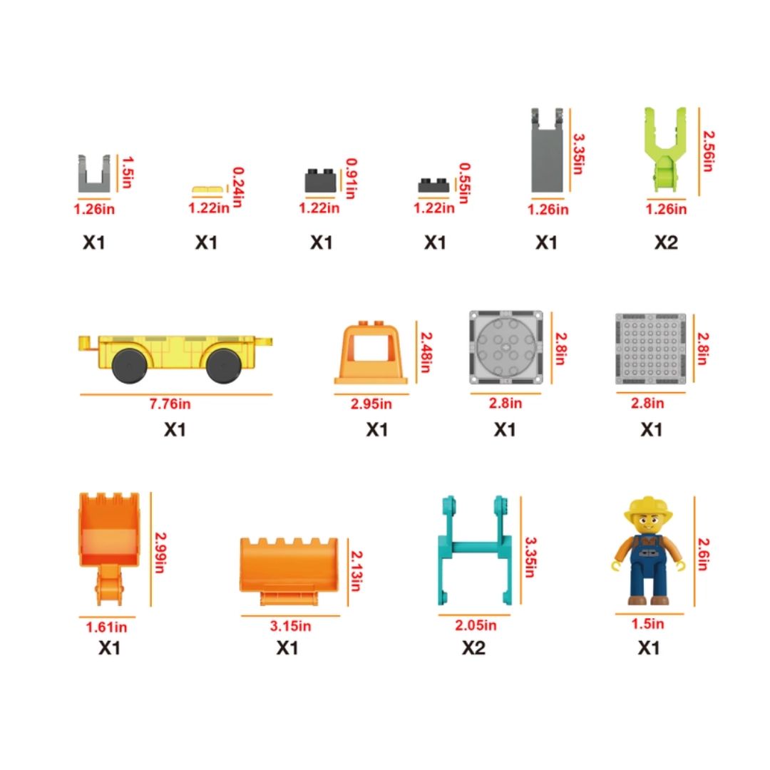 Magnetbausteine 'Bagger & Bulldozer' | 16-teilig
