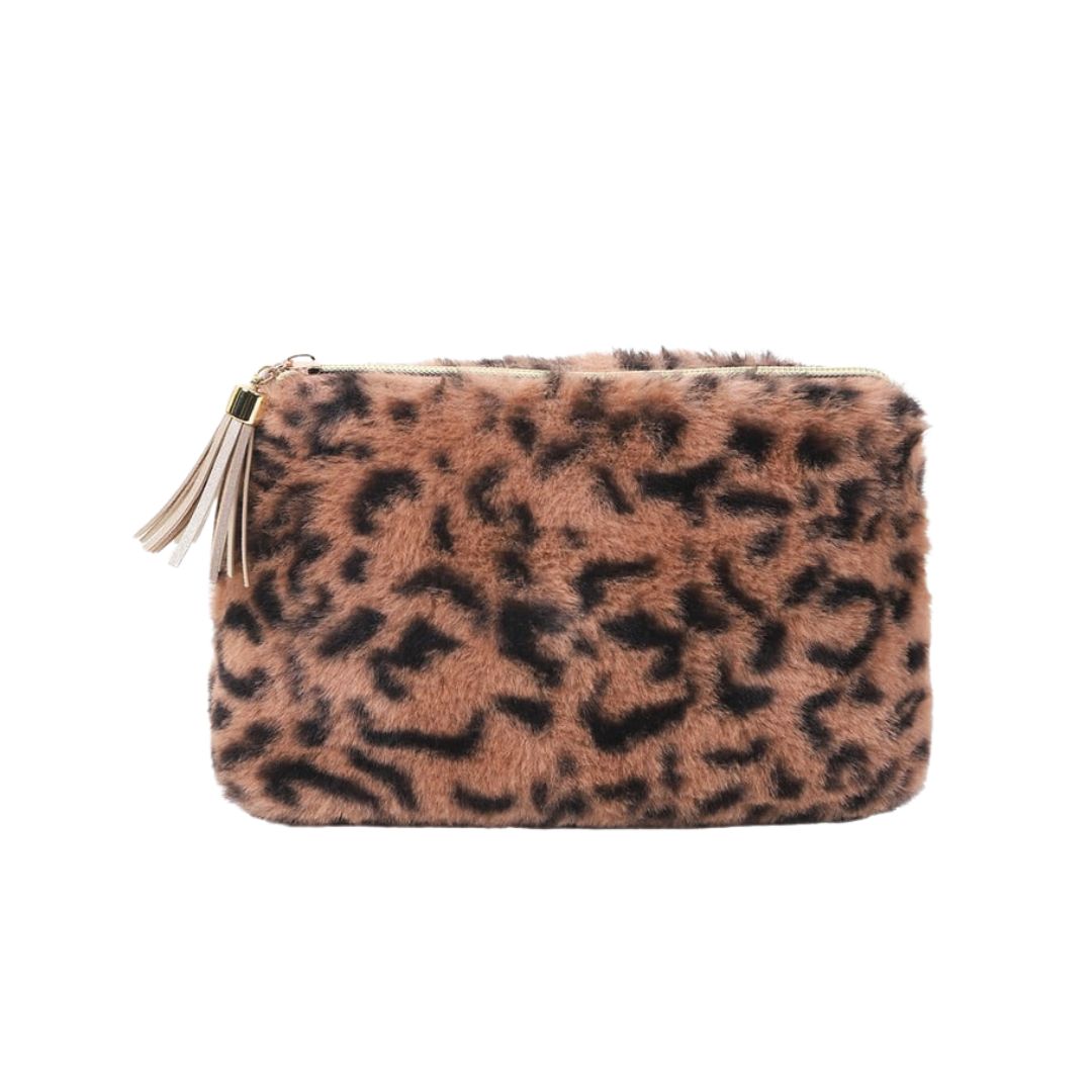 Makeup Tasche 'Retro Leopard Plüsch'