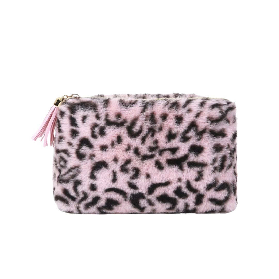 Makeup Tasche 'Retro Leopard Plüsch'