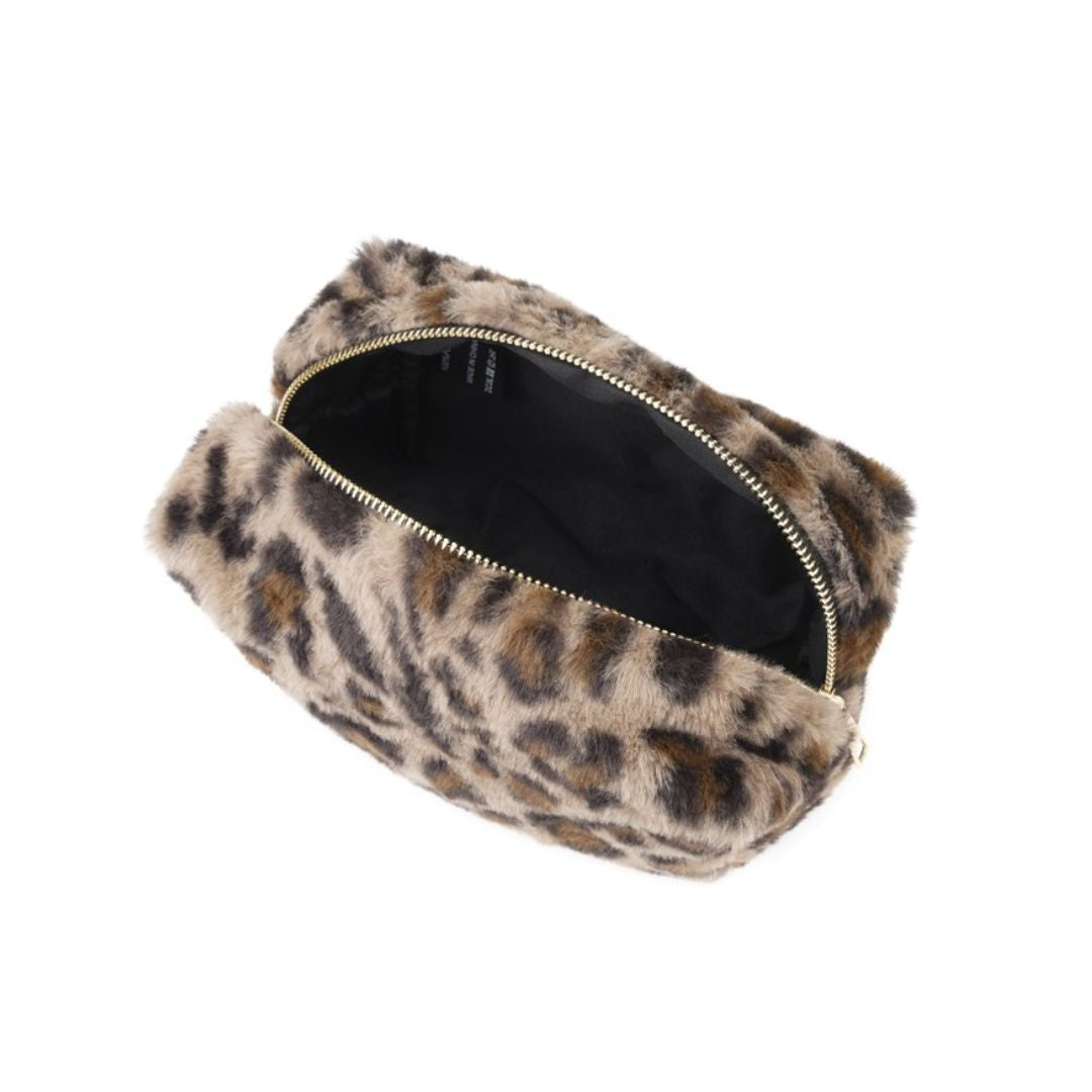 Makeup Tasche 'Fake Fur Soft Leopard' khaki