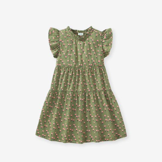 Midikleid mit floralem Allover Muster grün