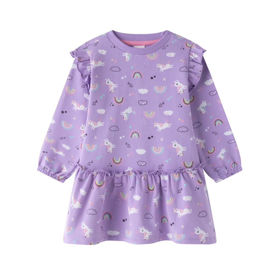 Sweatshirtkleid mit Allovermuster flieder
