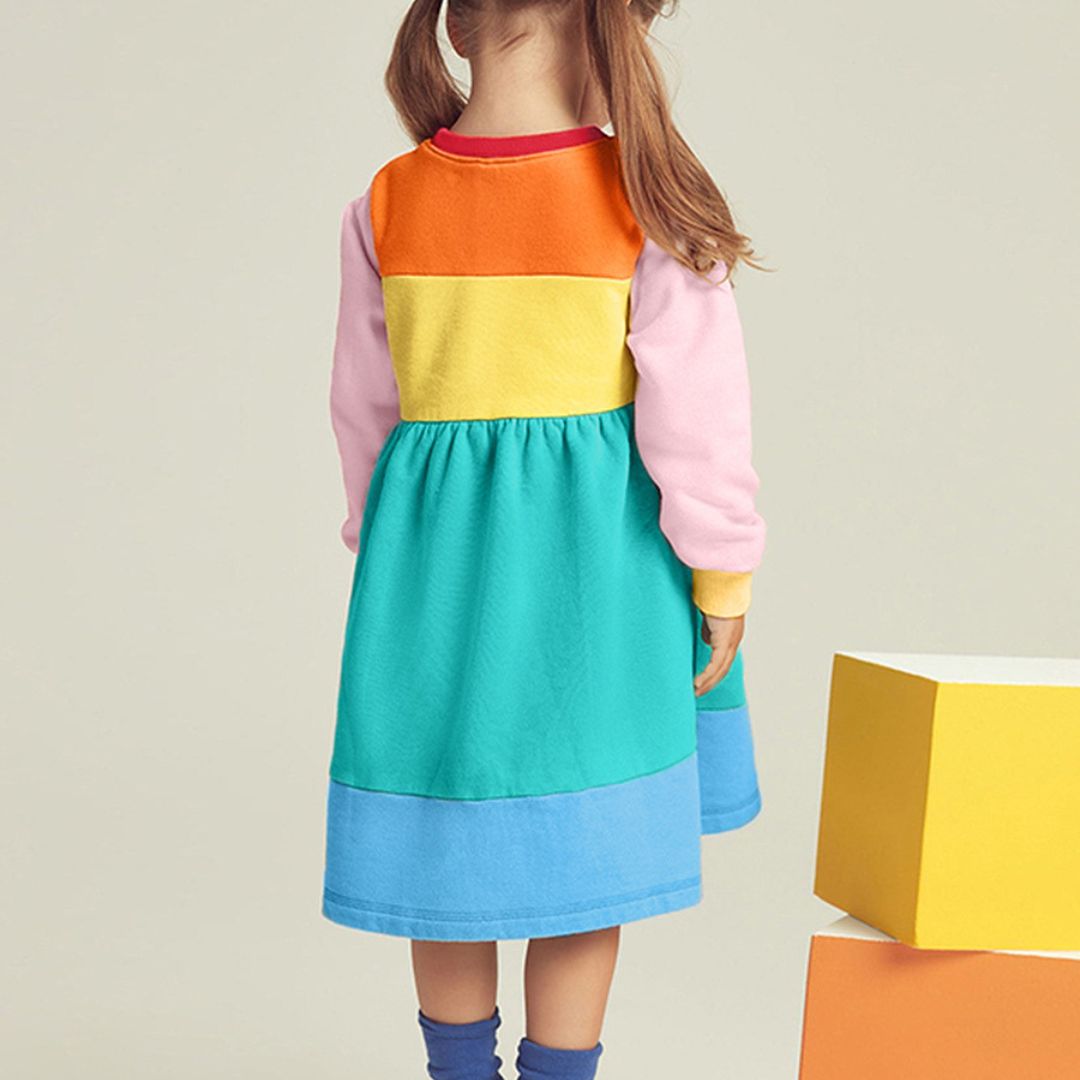 Wunderschönes Patchwork Kleid in Regenbogenfarben