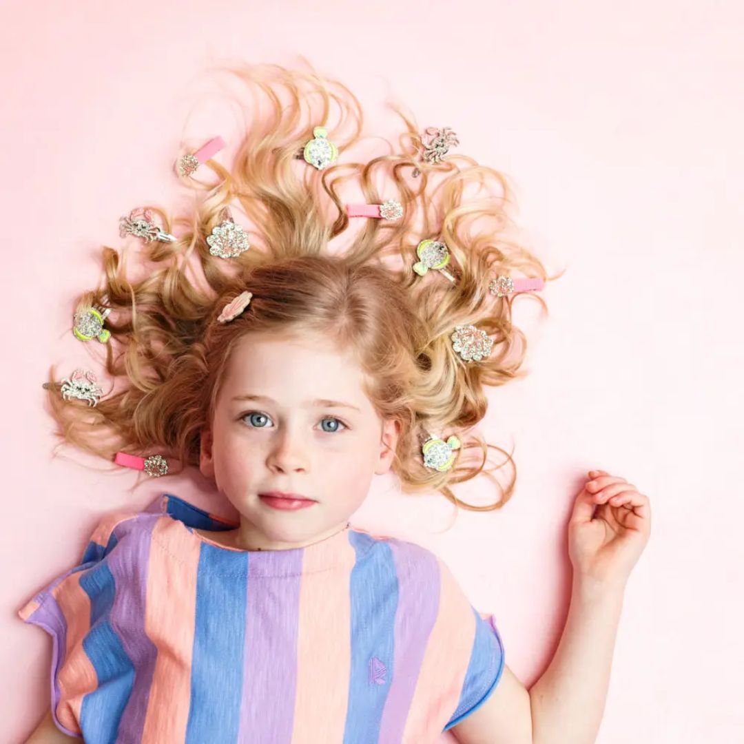 Mini-Haarspangen Set 'Muscheln' rosa/gold
