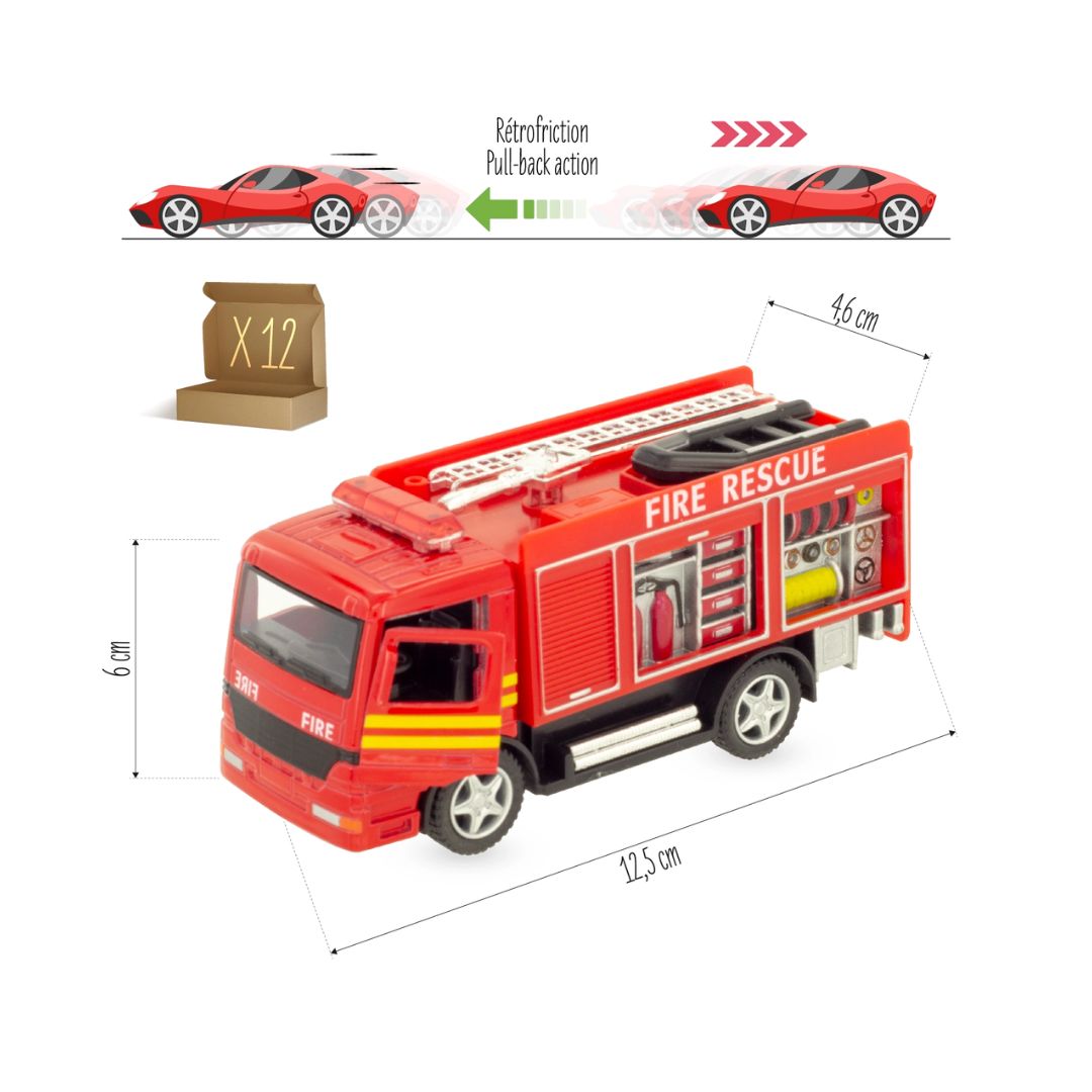 Miniatur Rückzieh Feuerwehrauto