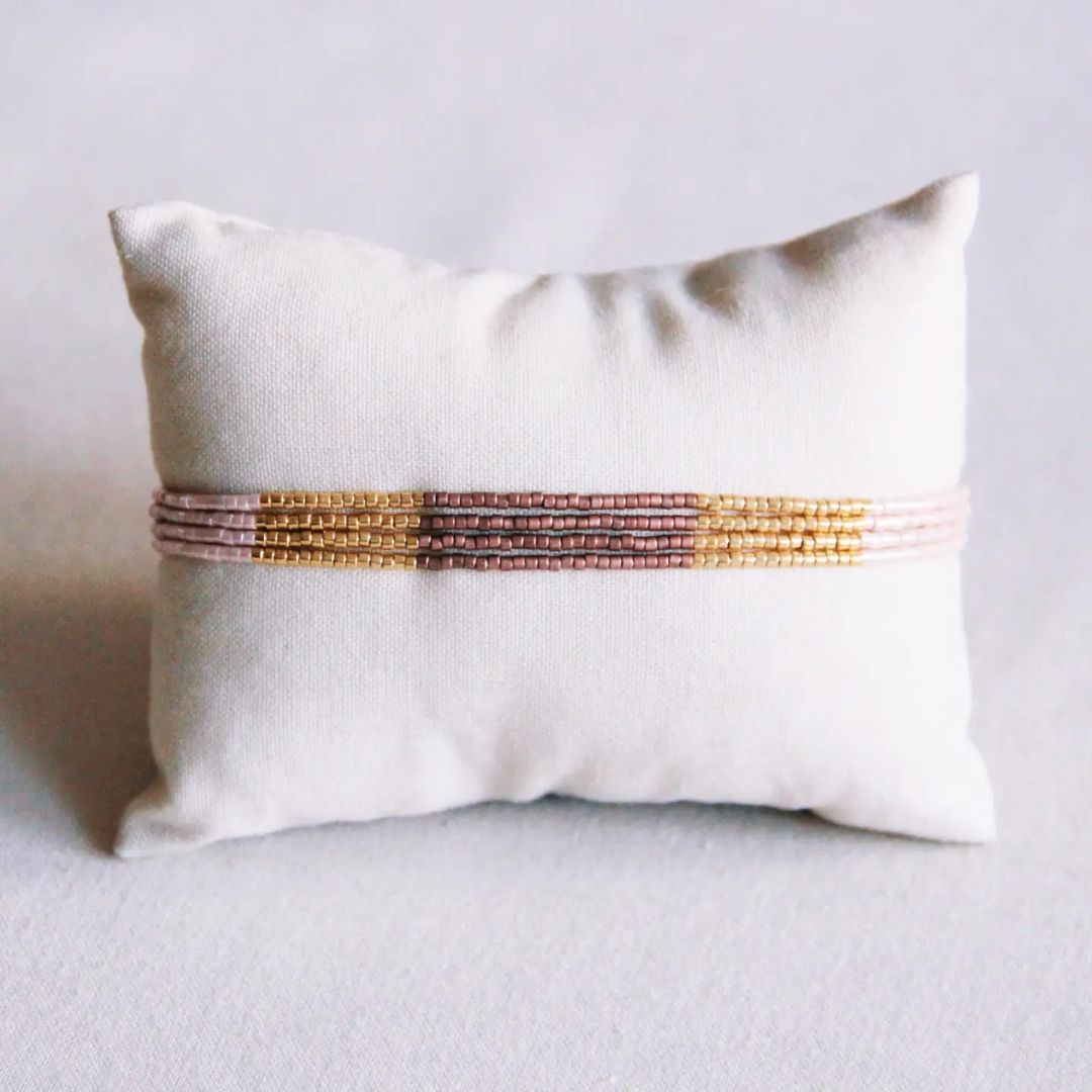 Miyuki-Armband 4fach nude/taupe/gold
