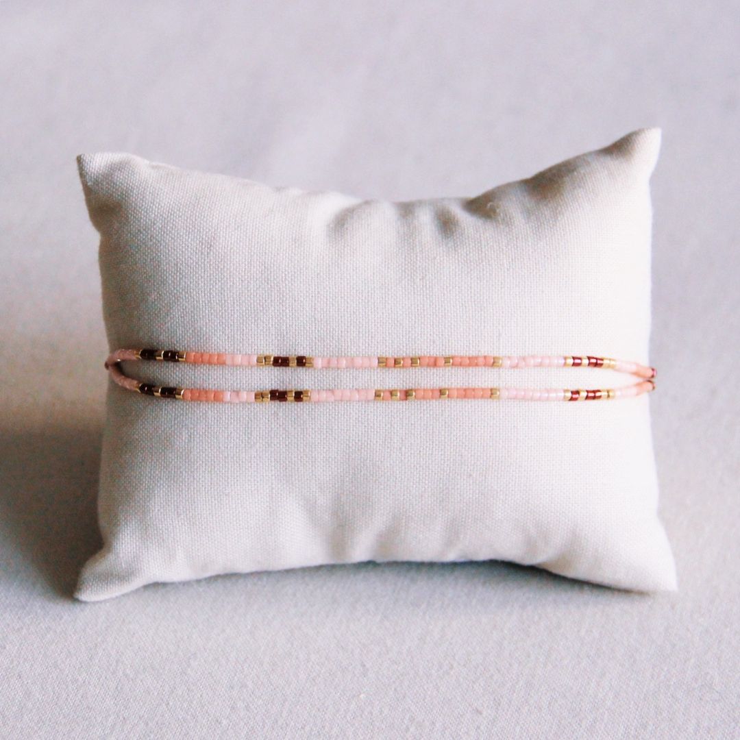 Doppeltes Miyuki-Armband pink/nude/bordeaux