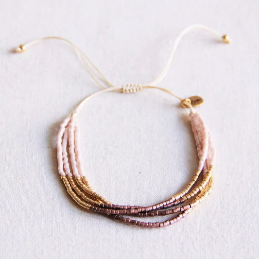 Miyuki-Armband 4fach nude/taupe/gold
