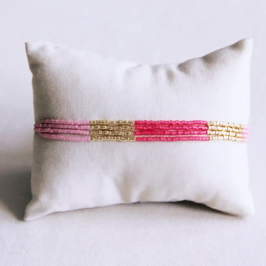 Miyuki-Armband 4fach pink/magenta/gold