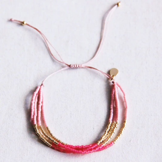 Miyuki-Armband 4fach pink/magenta/gold