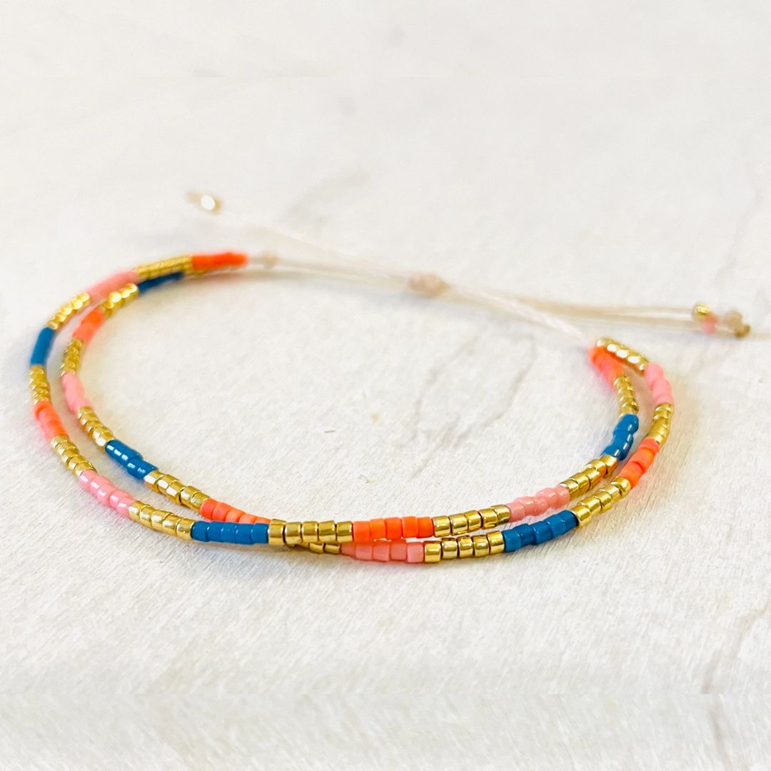 Damen Armband 'Miyuki Perlen' blau/orange