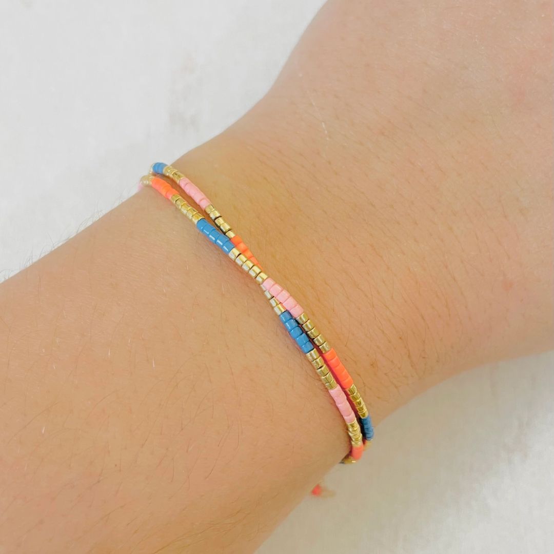 Damen Armband 'Miyuki Perlen' blau/orange