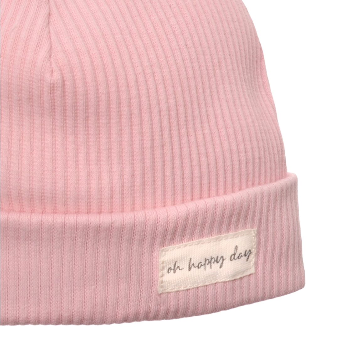 Baby Mütze 'Oh happy day' rosa