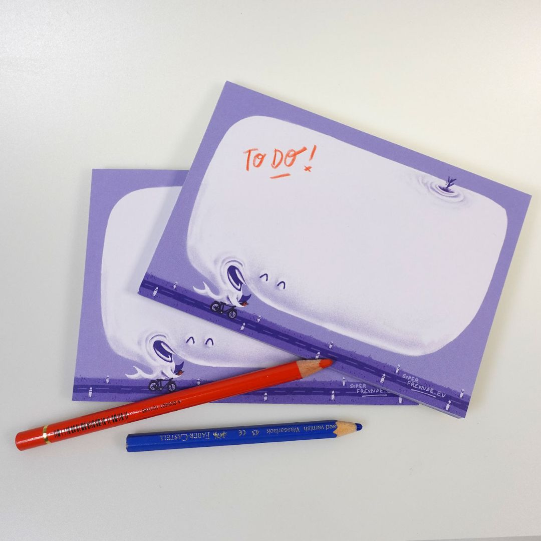 Notizblock A6 'Radtour mit dem Wal'