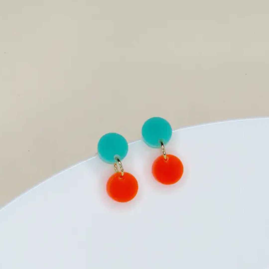 Damen Ohrringe 'Dotty' türkis/neonorange