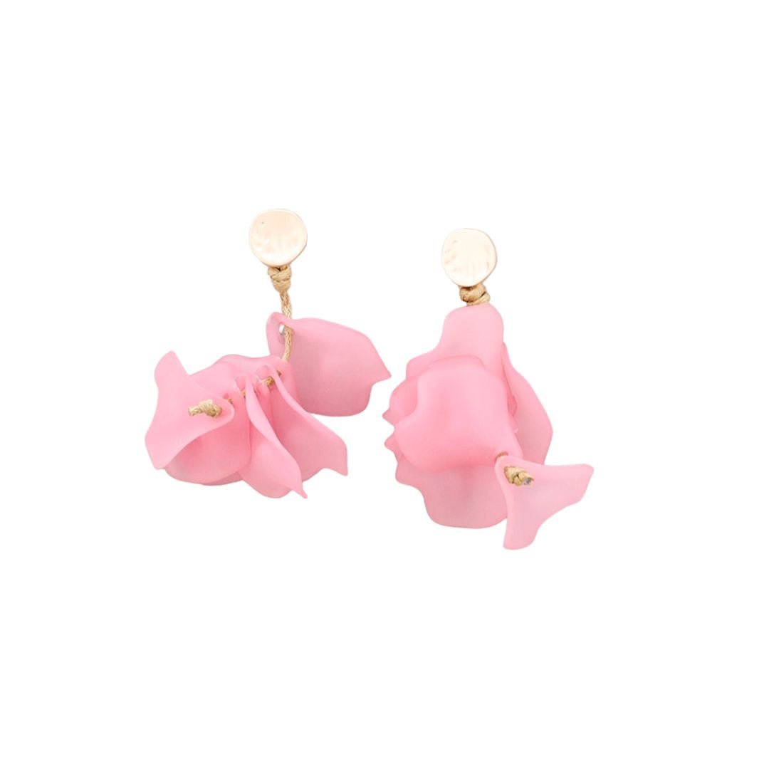 Damen Ohrringe 'Leaves' rosa