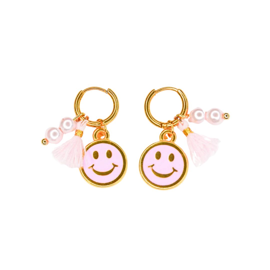 Ohrringe Creolen mit Perlmutt-Smiley