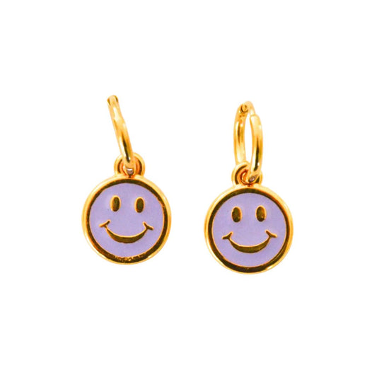 Ohrringe Creolen Smiley lila
