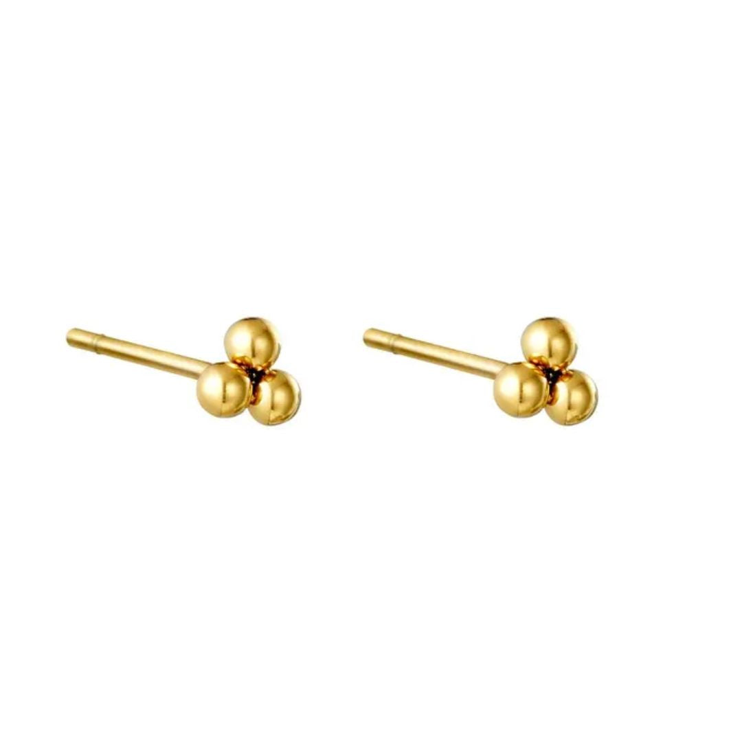 Damen Ohrstecker 'Dreifachkugel' gold