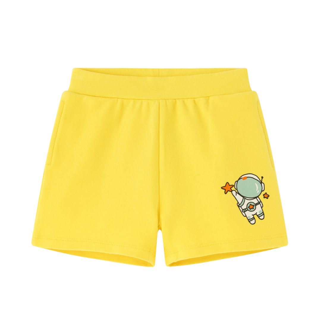 Shorts gelb mit Astronauten Print