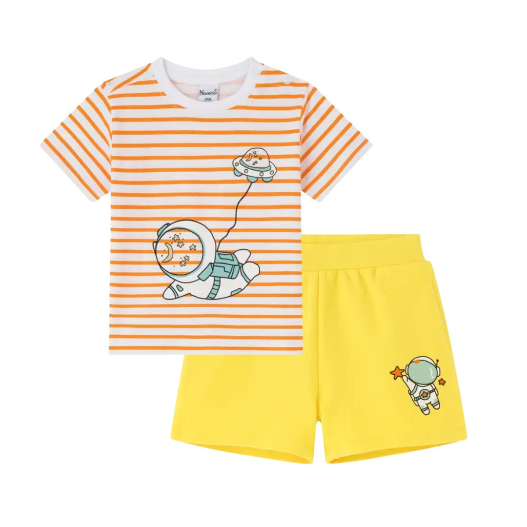 Shorts gelb mit Astronauten Print