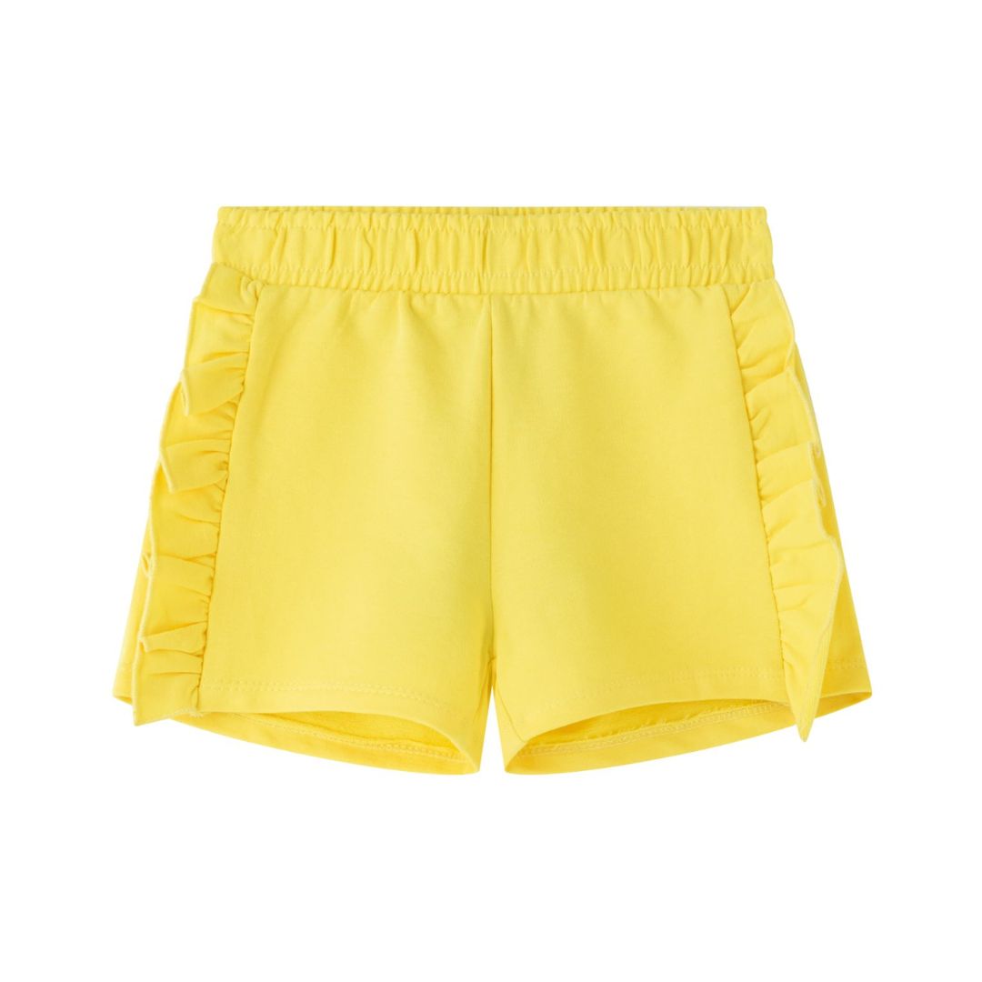 Gelbe Strickshorts für Mädchen mit Rüschen