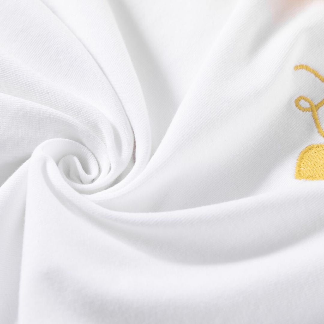 Stoff-T-Shirt mit Rüschenausschnitt