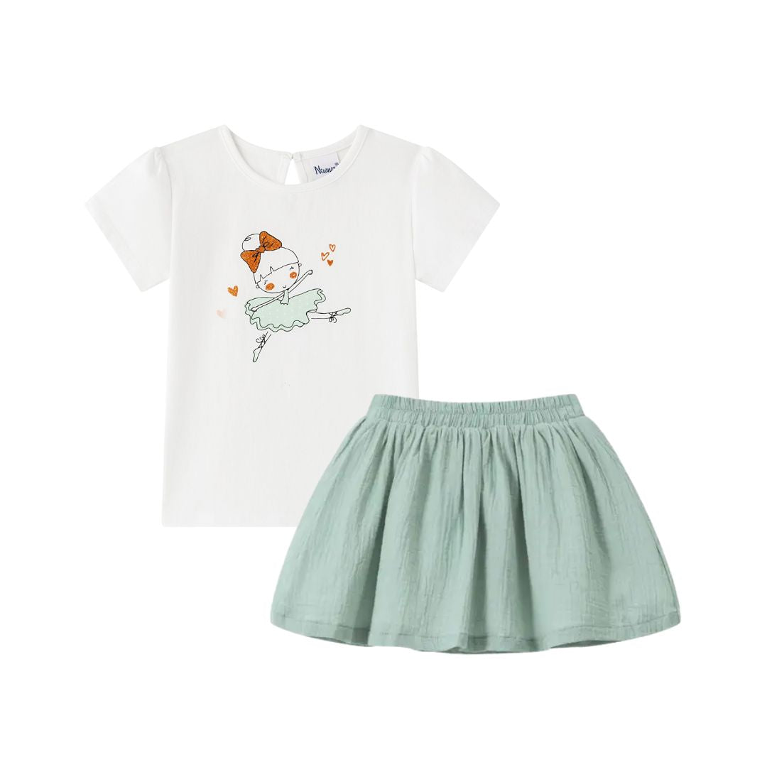 Mädchen T-Shirt mit Puffärmeln- Ballett