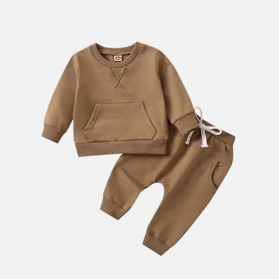 2 teiliges Outfit-Set Sweathirt und Hose braun