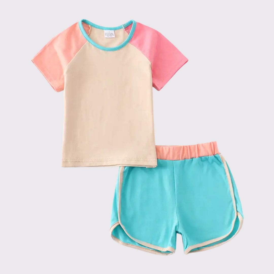 2 teiliges Set Patchwork 'Colorblock' für Mädchen