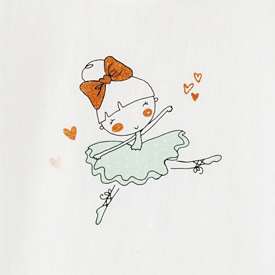 Mädchen T-Shirt mit Puffärmeln- Ballett