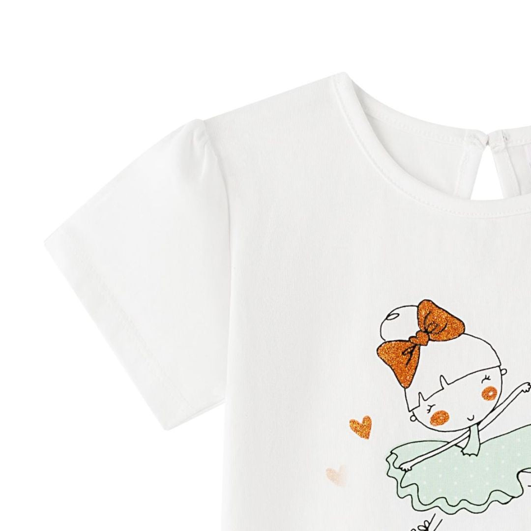 Mädchen T-Shirt mit Puffärmeln- Ballett