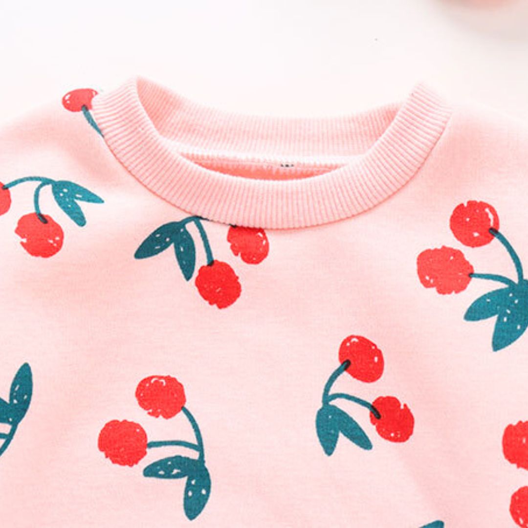 Baby Overall Strampler rosa mit Kirschen