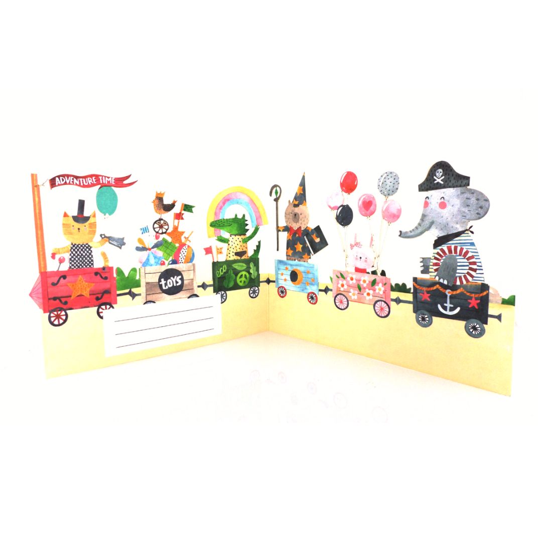 Pop-Up-Karte für Kinder 'Geburtstagszug'