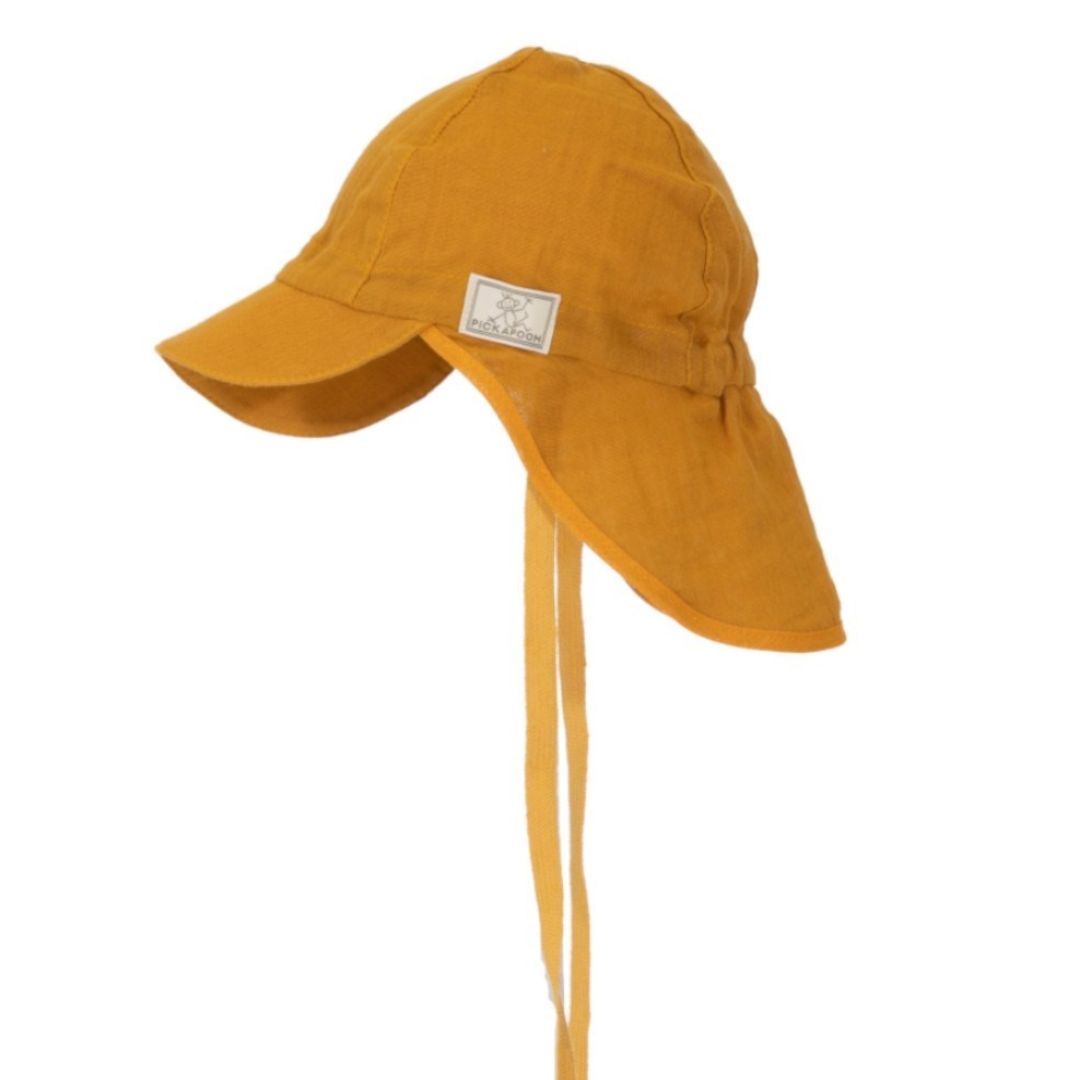 PICKAPOOH | Sommer Leinen Mütze 'Tony' mustard