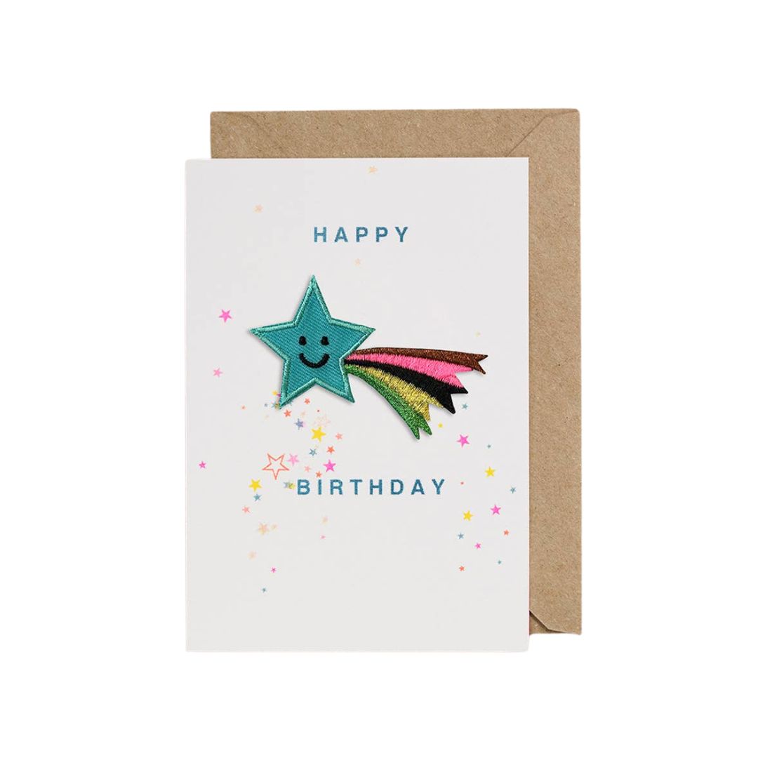 Geburtstagskarte mit abnehmbarem Bügel-Patch 'Shooting Star'