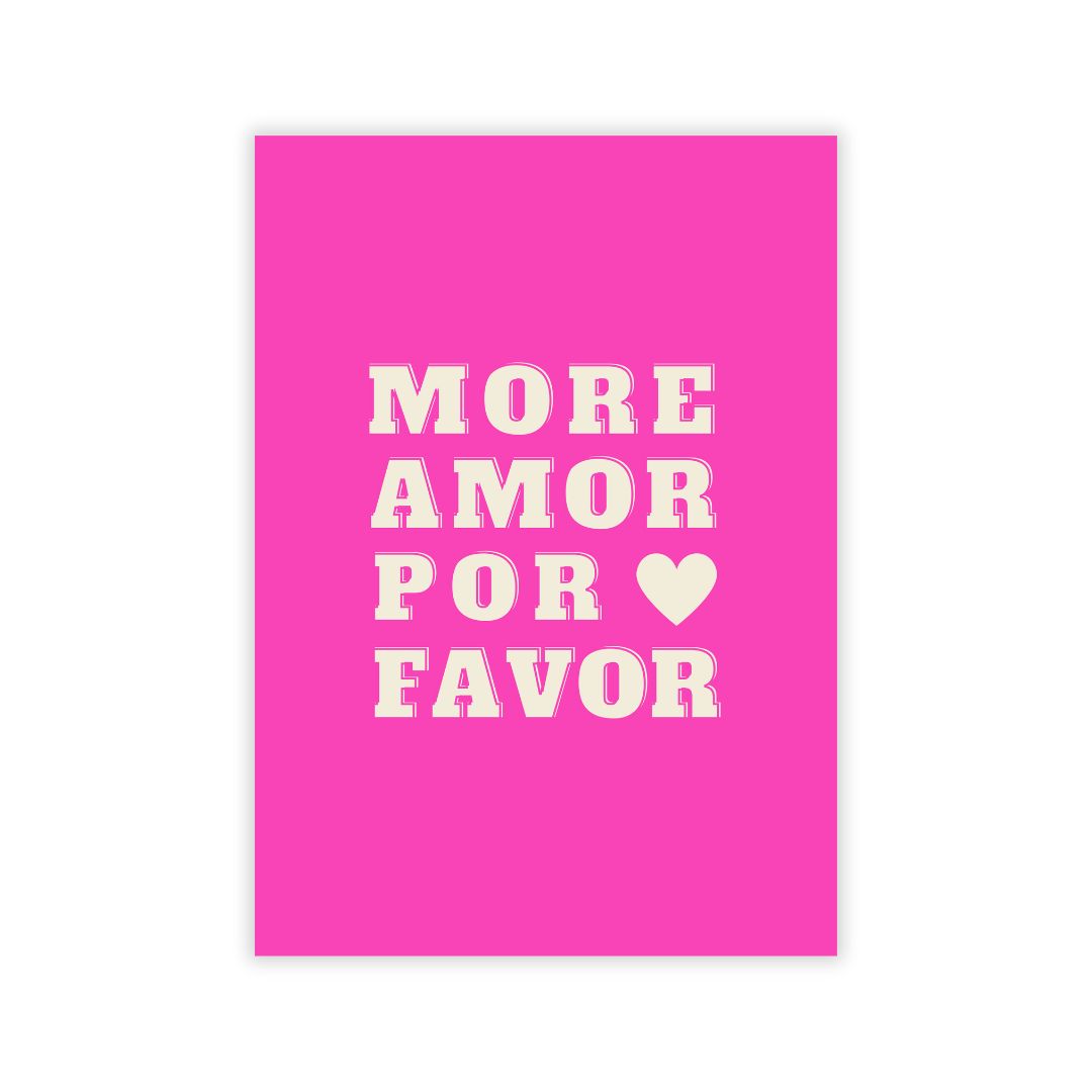 Postkarte 'More Amor Por Favor' pink