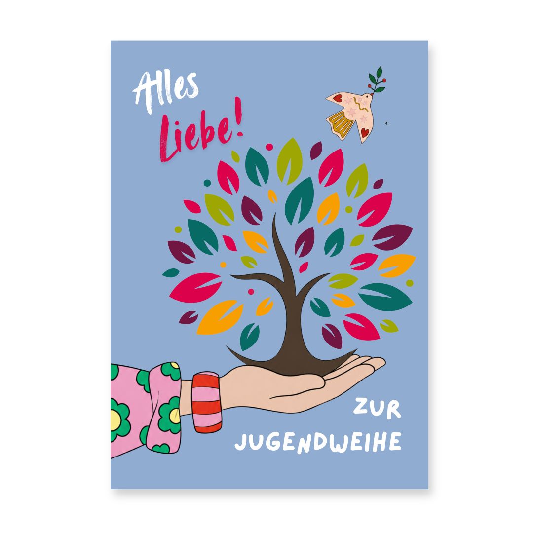 Mini Kunstadruck | Postkarte 'Alles Liebe Zur Jugendweihe'