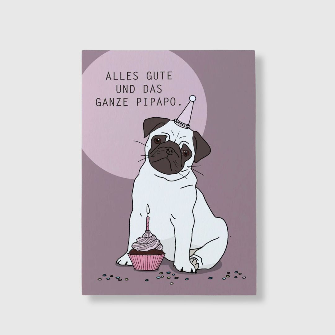 Rotberta Postkarte 'Mops Pipapo'