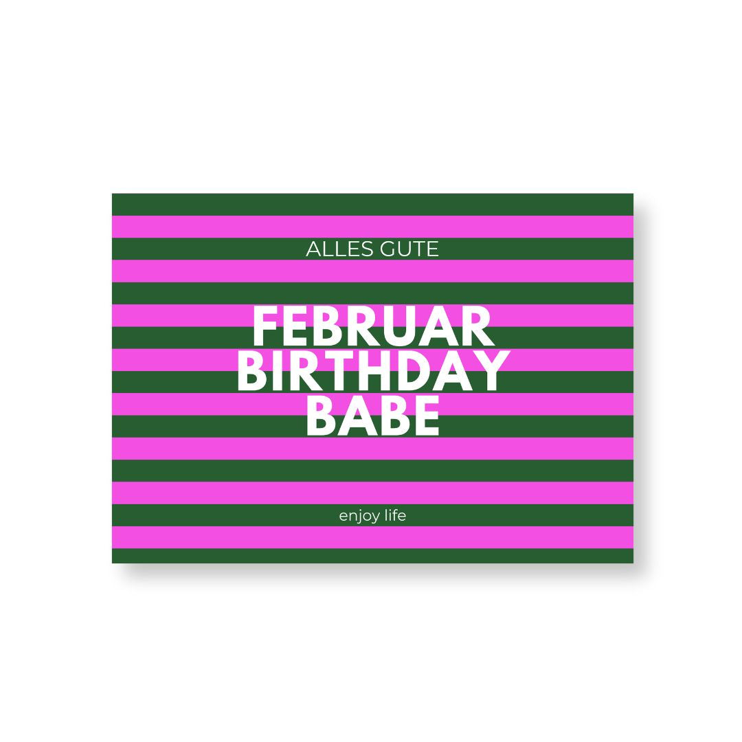 Postkarte Geburtstag 'Februar Birthday Babe'
