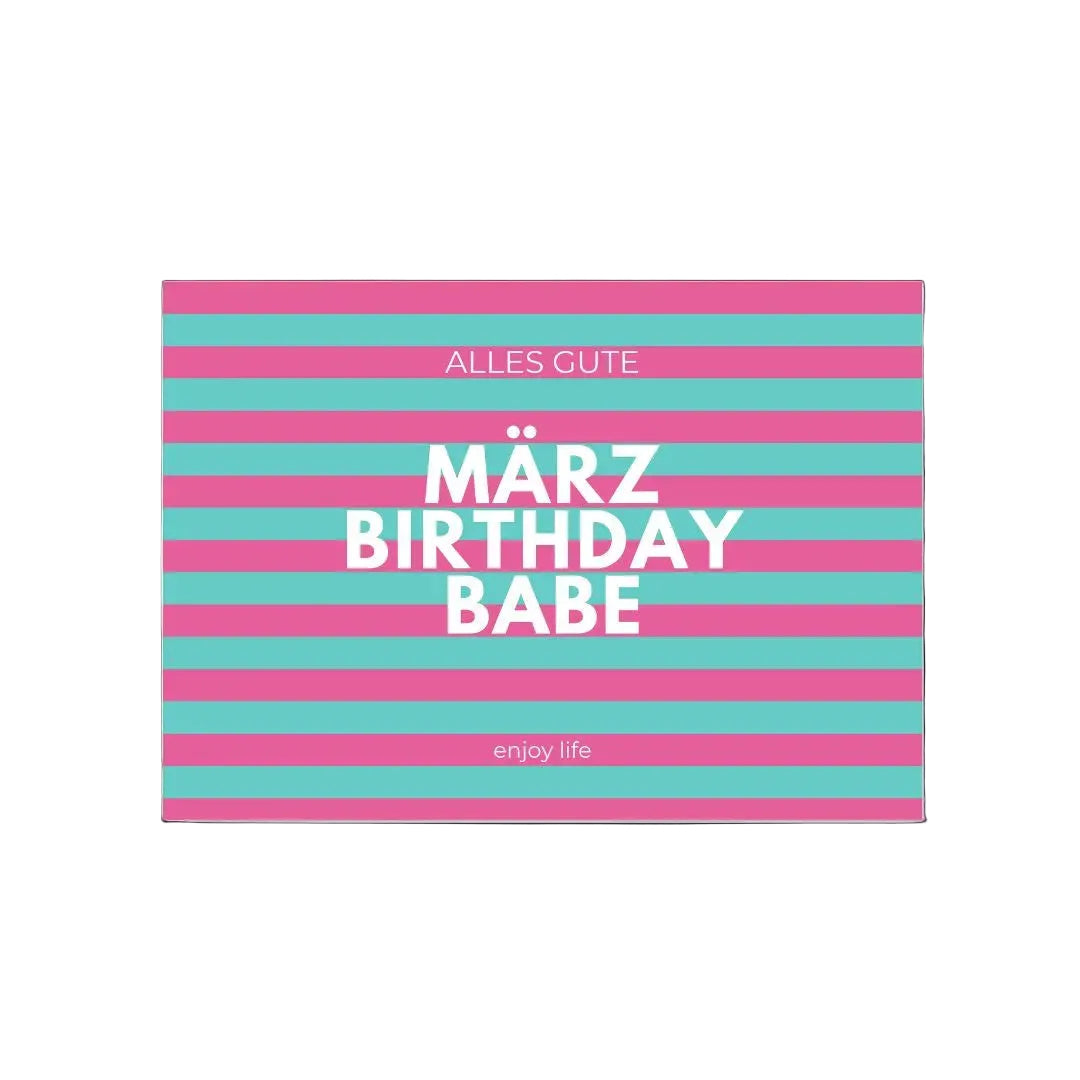 Postkarte Geburtstag 'März Birthday Babe'