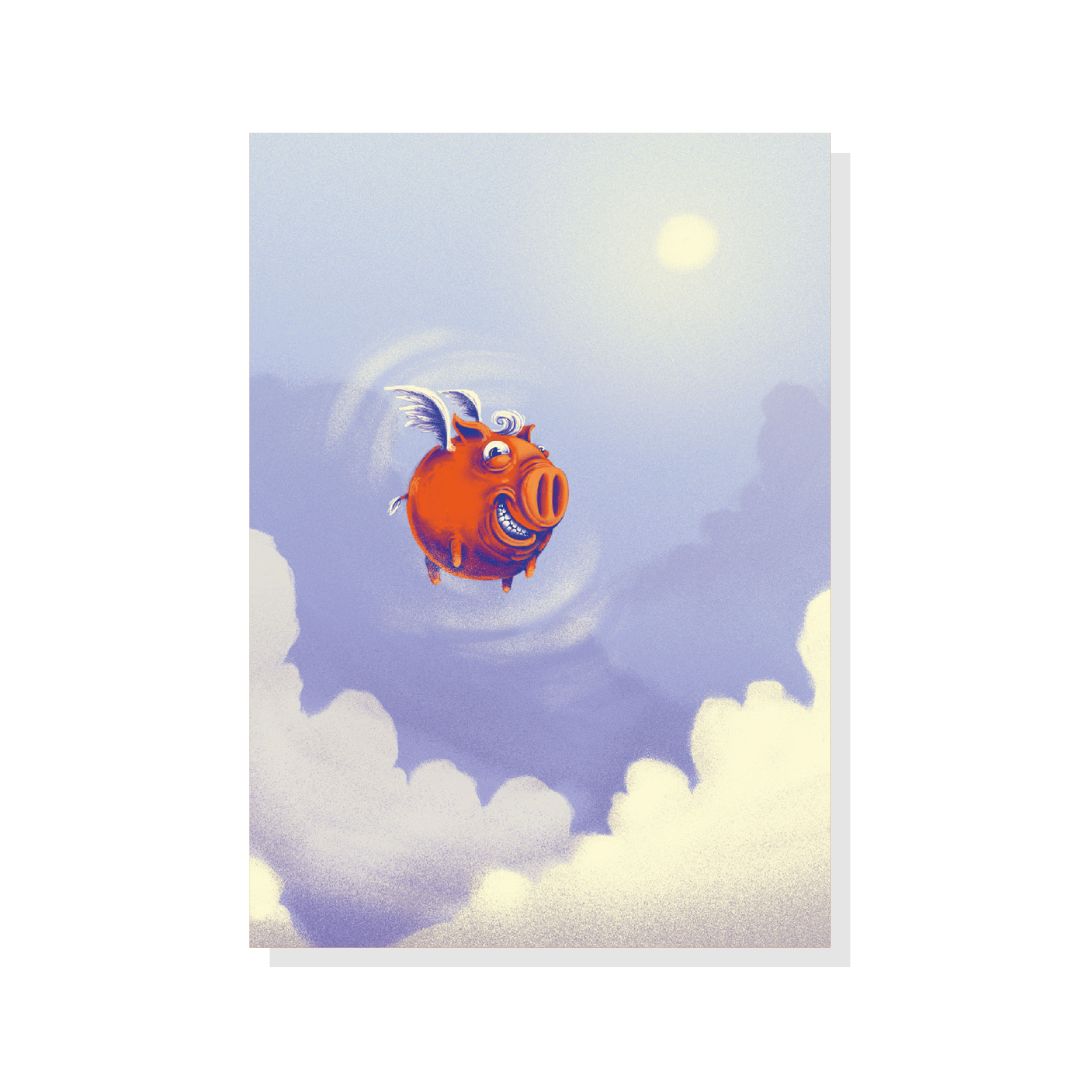 Postkarte A6 'Glücksschwein'