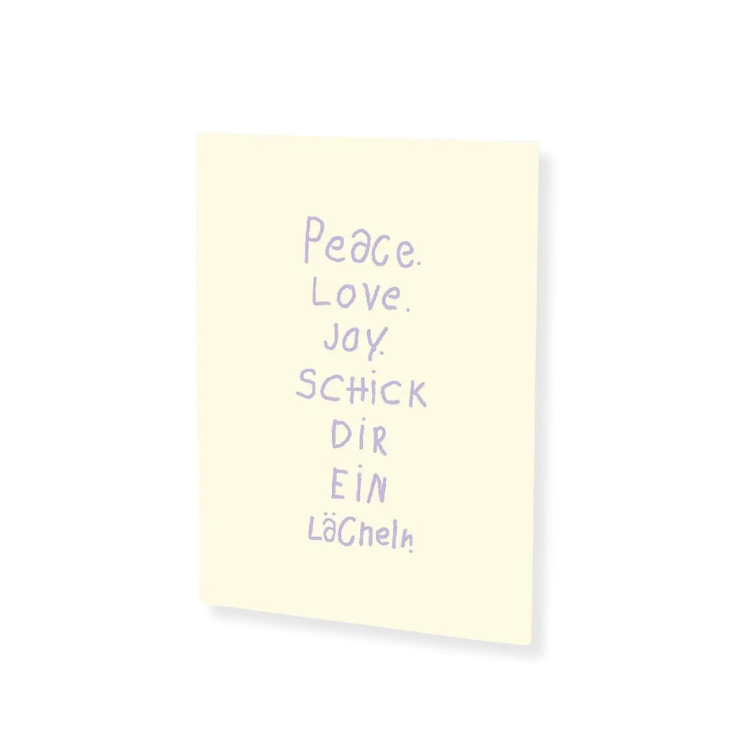Postkarte 'Peace. Love. Joy.'