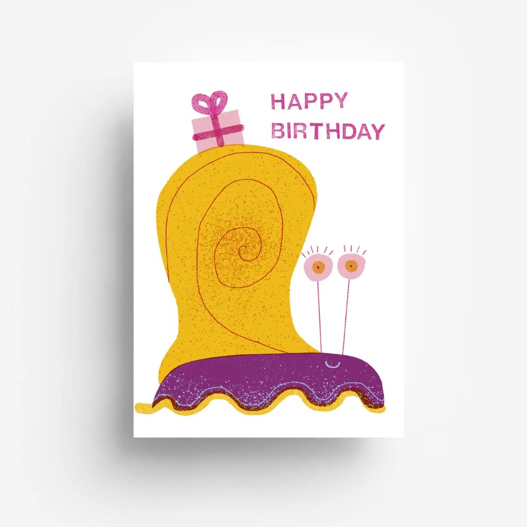 Postkarte Geburtstags Schnecke DIN A6