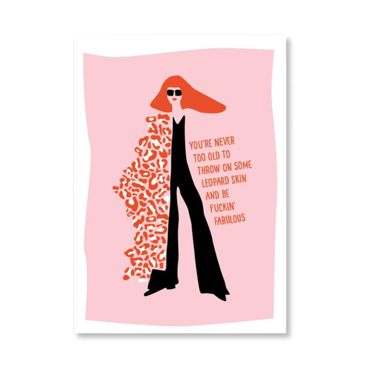 Postkarte mit Neondruck 'Never to old...'